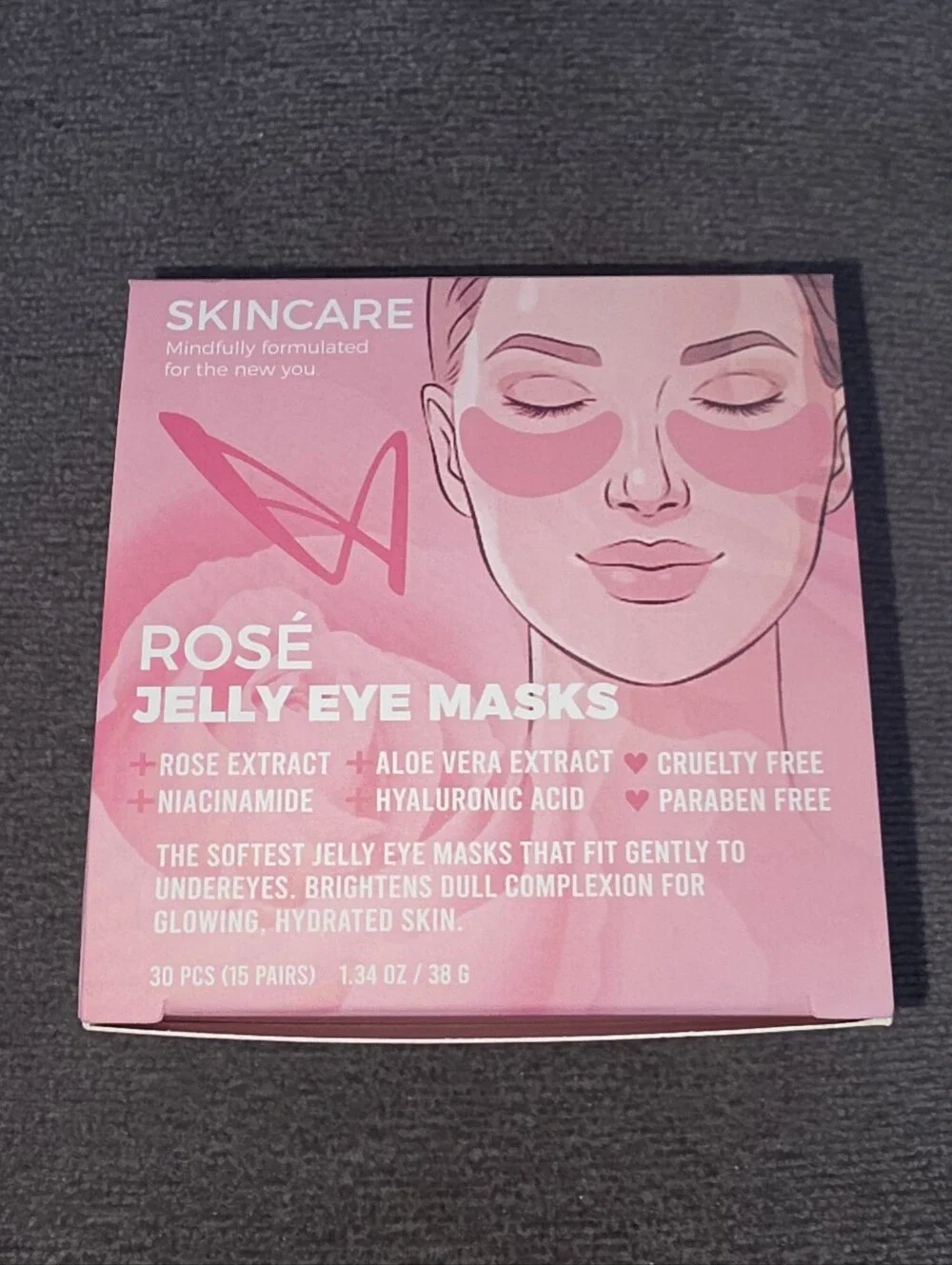 LA Splash Rosé Jelly Eye Masks - 30 Hydrating Pink Under-Eye Patches BNIB
